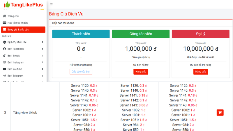 Bảng giá mua view Tiktok
